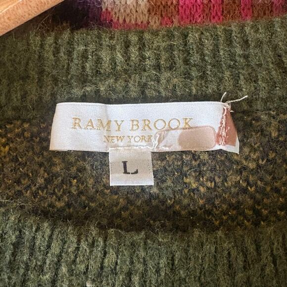 RAMY BROOK Sandi Jacquard Knit Floral Sweater Blue and Gold Size Large - Picture 8 of 10